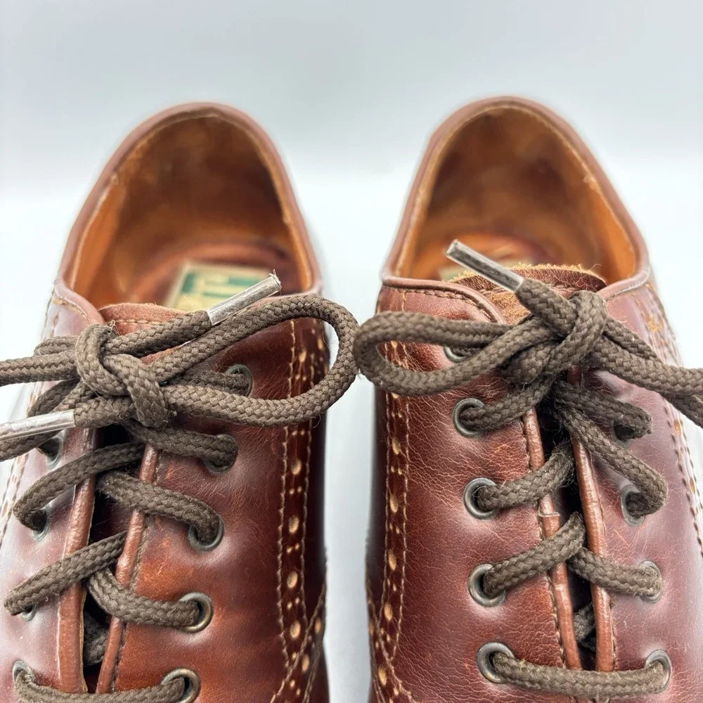 Johnston & Murphy Dress Shoes Mens 10.5 Brown Leather Saddle Oxford Lace ITALY